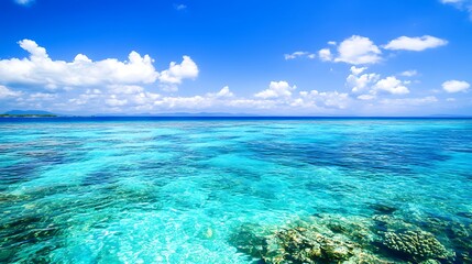 Fototapeta premium Breathtaking View of a Pristine Turquoise Sea and Azure Sky in a Tropical Paradise