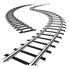 Curving railway track, transportation and travel theme