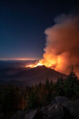 Fototapeta premium Nighttime mountain fire