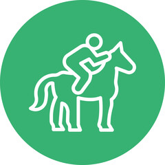 Horse Rider Vector Line White Circles Multicolors