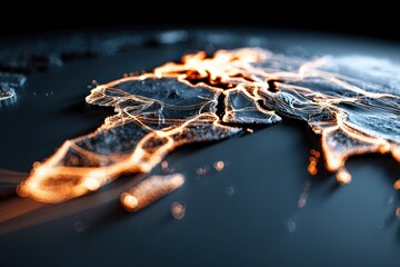 Close-up of a stylized world map.  Detailed graphic