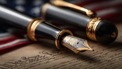 Elegant pens on historical document