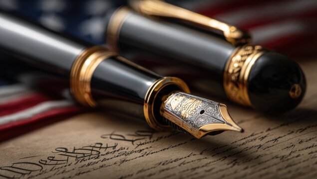 Elegant pens on historical document - Powered by Adobe