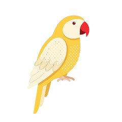 Exotic yellow parrot with a red beak, representing New World fauna and the Columbian Exchange for historical Columbus Day designs.