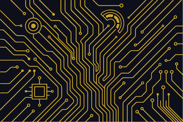 Abstract digital circuit board illustration on electric blue background, featuring glowing connected lines and dots forming futuristic patterns on a technological motherboard.