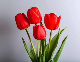Fototapeta premium Close-up of four red tulips