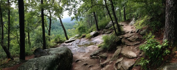 Forest path through rocky terrain (1)