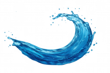 Crystalline water arching gracefully, creating dynamic curved splash against transparent backdrop, highlighting fluid motion and visual purity