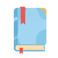 Blue hardcover book with a red ribbon bookmark, representing a ship's log for a Columbus Day voyage.