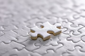 Single white jigsaw puzzle piece