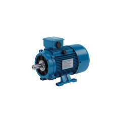 Industrial Electric Motor with Blue Housing and Cooling Fan for Heavy Duty Machinery Applications