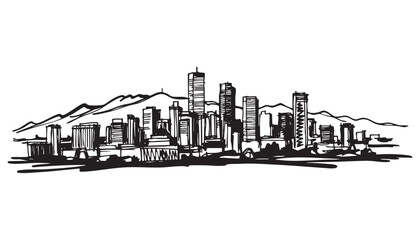 Obraz premium Colorado usa cityscape landscape building abstract brush vector illustration