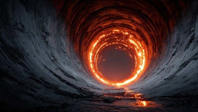 Fiery circular tunnel - Powered by Adobe