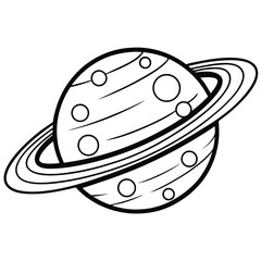 Saturn Planet with Rings on White Background