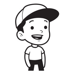 Handsome Man Black and White Illustration Vector Image Male Portrait Fashion Sketch Line Art Design	
