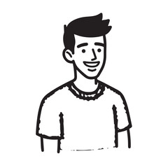 Handsome Man Black and White Illustration Vector Image Male Portrait Fashion Sketch Line Art Design	
