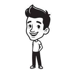 Handsome Man Black and White Illustration Vector Image Male Portrait Fashion Sketch Line Art Design	
