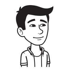 Handsome Man Black and White Illustration Vector Image Male Portrait Fashion Sketch Line Art Design	
