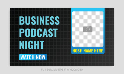 Video thumbnail and banner design for live business podcast shows
