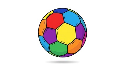 Fototapeta premium Vibrant rainbow soccer ball illustration ready for action and fun for kids learning sports and teamwork or creating a youthful design