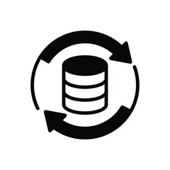 Black solid icon for data backup