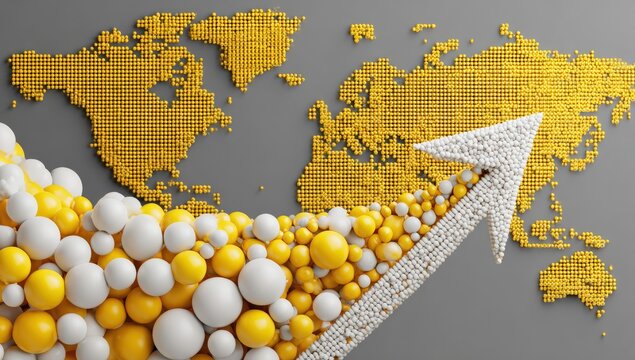Global growth visualized with spheres and grids