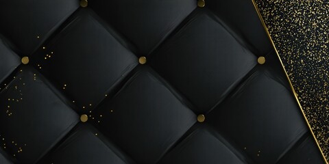 Obraz premium Elegant quilted black leather background with golden details and a touch of luxury.