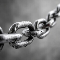 Close-Up of Heavy Metal Chain Links with Textured Surface Detail