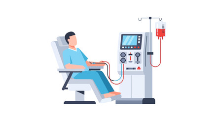 Fototapeta premium Medical treatment in a hospital or clinic with a patient undergoing hemodialysis