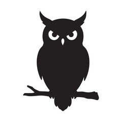 Obraz premium owl on a branch vector illustration on white background