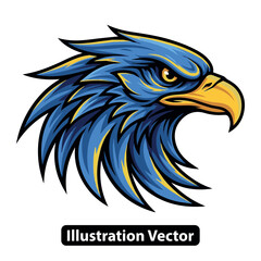 Aggressive Blue Eagle Head Illustration - Majestic Bird of Prey Mascot Design