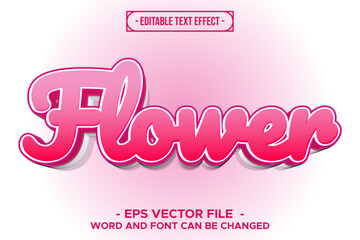 Editable Pink 3D Text Effect Flower Vector Design