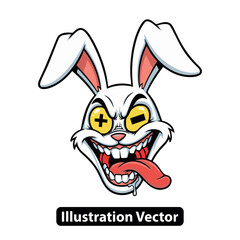 Mad Bunny Face Illustration A Spooky and Cartoonish Design for Halloween or Fun