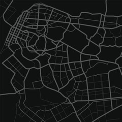 Yangon or Rangoon. City map. Town streets. Downtown gps navigation plan. Abstract transportation scheme. Drawing scheme town, gray line road on black background. Urban pattern texture. Vector