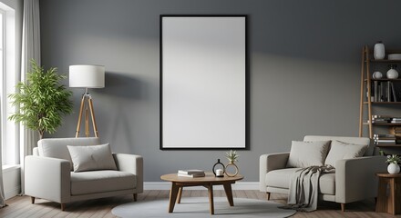 Blank frame in modern living room