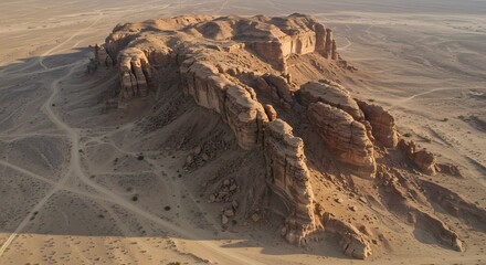 Aerial view of desert mountain