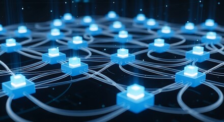 Interconnected Network Nodes - A Digital Web of Data and Communication.
