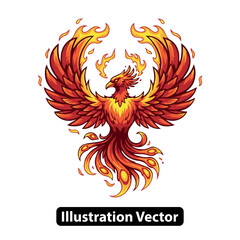 Fiery Phoenix Illustration A Symbol of Rebirth, Strength, and Transformation on a White Background