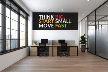 Inspirational office decor think big start small move fast motivational wall art