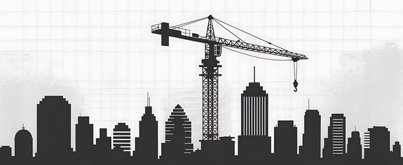 Naklejka premium silhouette of construction site
