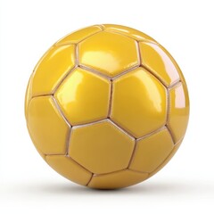 Vibrant Yellow Soccer Ball Isolated on Clean White Background Highlighting Its Bright Color and Classic Design Perfect for Sports and Recreation Photography