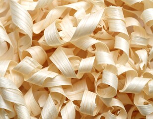 Close-up of light beige wood shavings