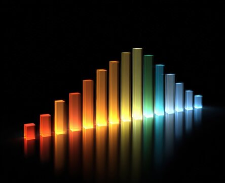 Colorful glowing bar graph on dark background