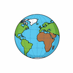 Globe Showing Earth and World Map with All Countries Vector Illustration
