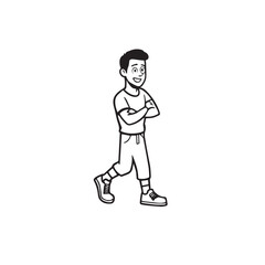 Handsome Man Black and White Illustration Vector Image Male Portrait Fashion Sketch Line Art Design	
