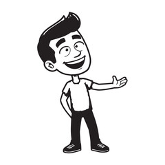 Handsome Man Black and White Illustration Vector Image Male Portrait Fashion Sketch Line Art Design	
