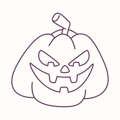 Halloween jack-o-lantern pumpkin outline, spooky carved faces.