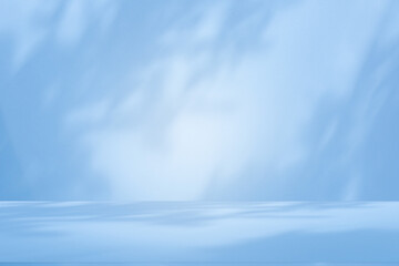 Wall interior background, studio and backdrops show products.with shadow from window color white and blue background for text insertion and presentation product	