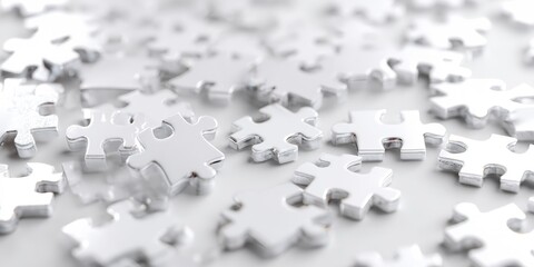 Close-up of many white puzzle pieces (1)