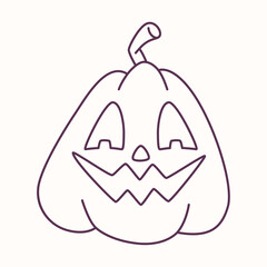 Halloween jack-o-lantern pumpkin outline, spooky carved faces.